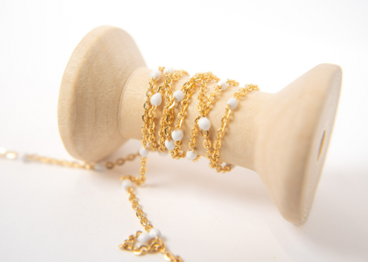 Pebbles  - 14K Gold Filled Enamel (White)