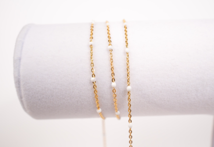Load image into Gallery viewer, Pebbles  - 14K Gold Filled Enamel (White)
