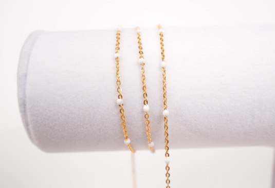 Pebbles  - 14K Gold Filled Enamel (White)