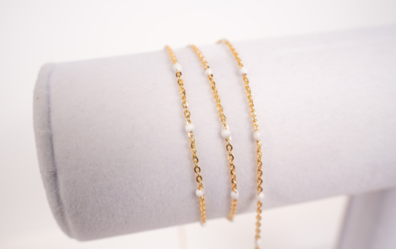 Load image into Gallery viewer, Pebbles  - 14K Gold Filled Enamel (White)
