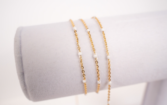 Pebbles  - 14K Gold Filled Enamel (White)