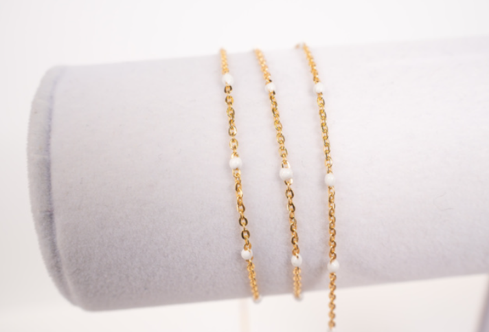 Load image into Gallery viewer, Pebbles  - 14K Gold Filled Enamel (White)
