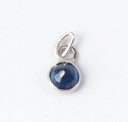 Load image into Gallery viewer, 2.5mm Circle Blue Sapphire Gemstone Charm - 14K Solid Gold (White)

