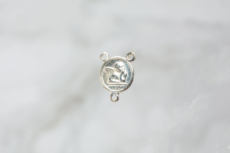 Load image into Gallery viewer, Angel Cherub Medallion Connector - Sterling Silver
