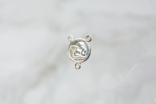Angel Cherub Medallion Connector - Sterling Silver
