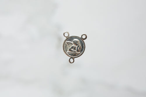 Angel Cherub Medallion Connector - Sterling Silver