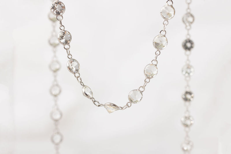 Load image into Gallery viewer, White Gold  White  topaz  Gold  gemstone  14k gold chain  14k Gold
