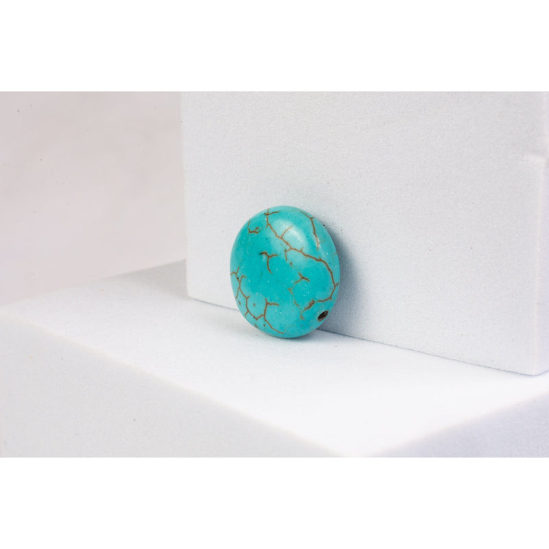 Load image into Gallery viewer, Line Magnesite  Light Blue  Coin  blue  Bead

