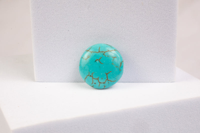 Load image into Gallery viewer, Coin Light Blue/Line Magnesite Bead
