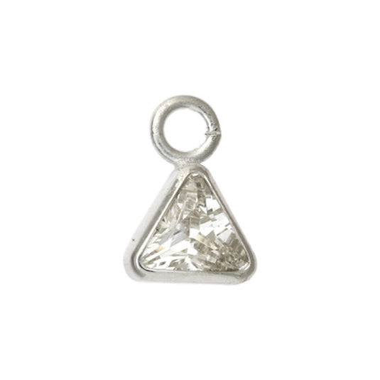 Triangle Bezel Cubic Zirconia Charm/Pendant - Sterling Silver