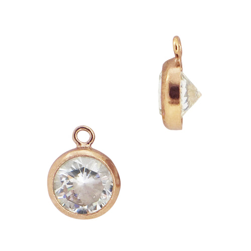 6mm Cubic Zirconia Stone Charm - 14K Gold Filled (Rose)