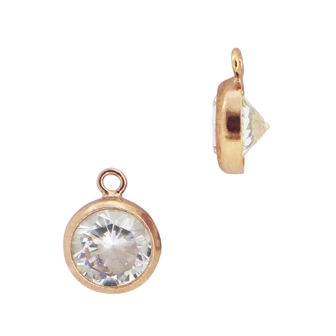 Cubic Zirconia Stone Charm - Gold Filled (Rose)