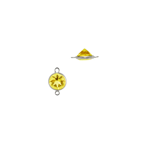Lemon Quartz Gemstone Connector - 14K Solid Gold (White)